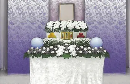 </figure>家族葬スタンダードプラン 祭壇イメージ